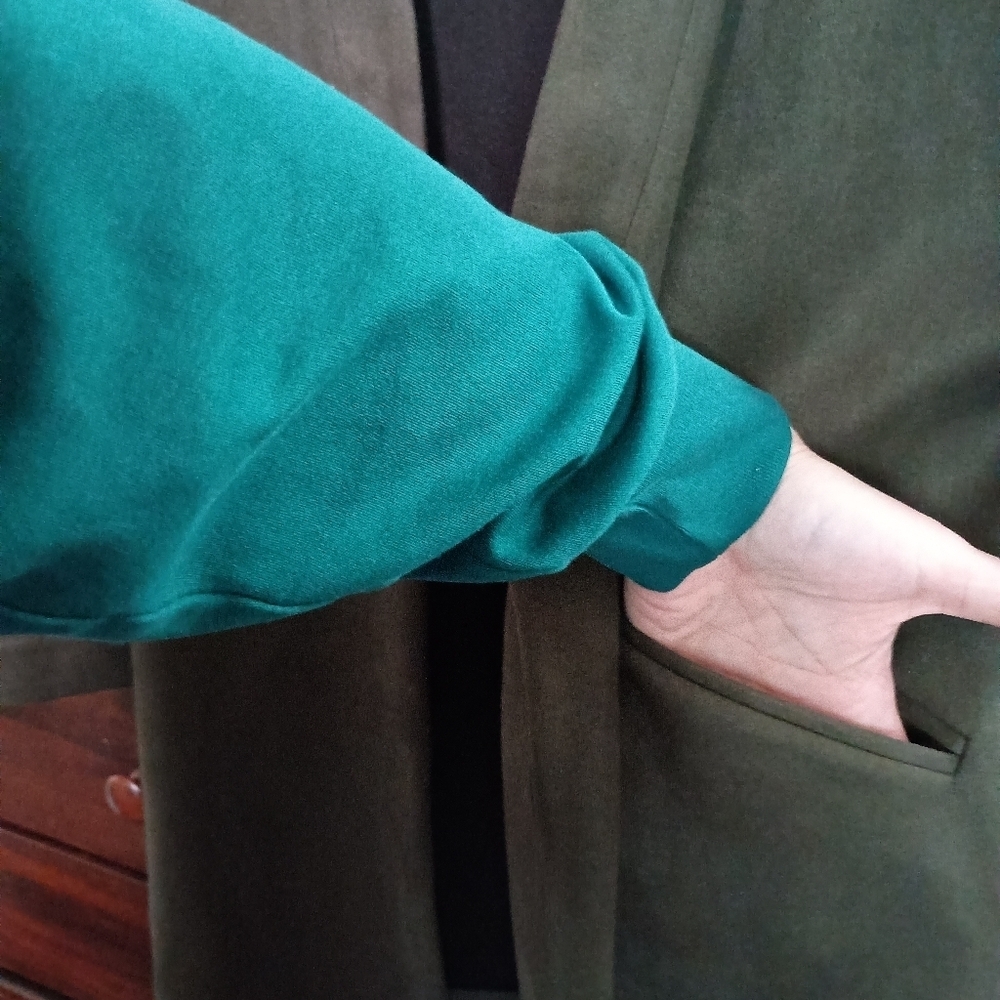 Apt. 9 Slant-Pocket Car Coat Faux Suede_ Med_Olive - Picture 4 of 7
